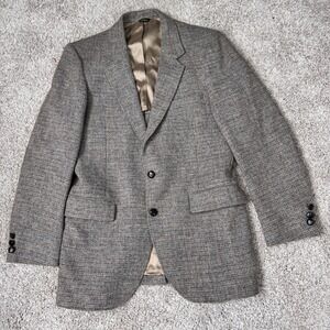 Harris Tweed Men 42L Tall Blazer Sports Coat Wool Brown Blue Scottish USA Made